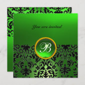 Invitation GEMME DE DAMAS MONOGRAMME vert jade (Devant / Derrière)
