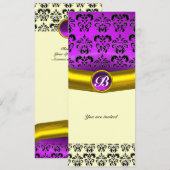 Invitation GEMME DE DAMAS MONOGRAMME violet pourpre (Devant / Derrière)
