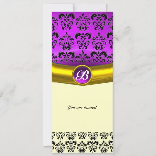Invitation GEMME DE DAMAS MONOGRAMME violet pourpre (Devant)