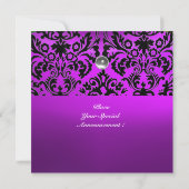 Invitation GEMME DE DAMAS NOIR ET VIOLET MONOGRAMME glace (Dos)