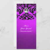 Invitation GEMME DE DAMAS NOIR & VIOLET MONOGRAMME glace (Dos)