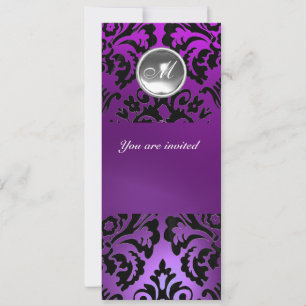 Invitation GEMME DE DAMAS NOIR & VIOLET MONOGRAMME glace