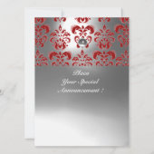 INVITATION GEMME EN DAMAS ROUGE ET BLANC MONOGRAMME (Dos)
