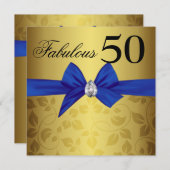 Invitation Gemme ornementale cinquante fabuleux d'arc d'or (Devant / Derrière)