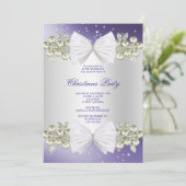 Invitation Gemmes Classy & Bow Bleu Noël (Debout devant)