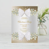 Invitation Gemmes Classy & Bow Gold Christmas (Debout devant)
