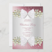 Invitation Gemmes Classy & Bow Pink Noël (Devant)
