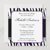 Invitation Gemmes imprimées Zebra Purple Daisy 40e anniversai (Dos)