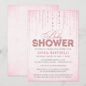 Invitation Gemmes roses et Baby shower de Parties scintillant (Devant / Derrière)