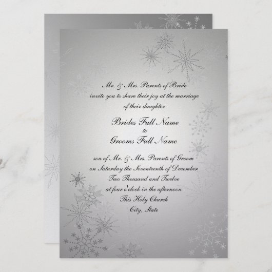 Invitation Gemmes Silver Snowflake (Devant / Derrière)