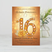 Invitation Gemstone d'ambre brillant Rose doré doux 16 (Debout devant)