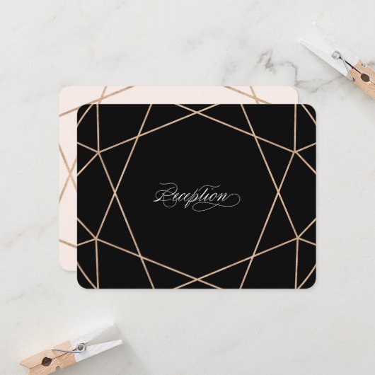 Invitation Gemstone Diamant Géométrique Chic Mariage Réceptio (Devant/Arrière en situation)