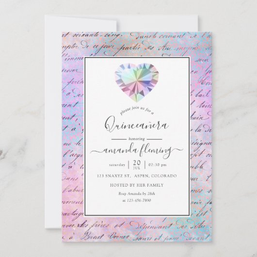 Invitation Gemstone Quinceañera (Devant)