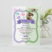 Invitation Gemstones & Dinosaur Joint Garçon Girl Anniversair (Debout devant)