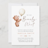 Invitation Gender Neutral Bearly Wait Teddy Bear Baby Shower (Devant)