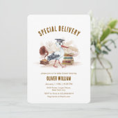 Invitation Gender Neutral Boho Storybook Stork Baby Shower (Debout devant)