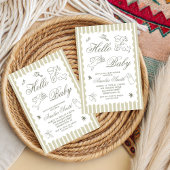 Invitation Gender Neutral doodle cupid Baby Shower Green