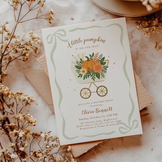 Invitation Gender Neutral Fall Little Pumpkin Baby Shower