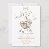 Invitation Gender Neutral Ivory Beige Bunny Baby Shower (Devant)