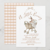 Invitation Gender Neutral Ivory Beige Bunny Baby Shower (Devant / Derrière)