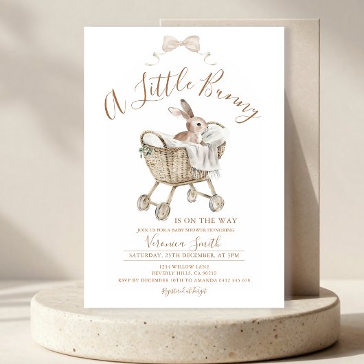 Invitation Gender Neutral Ivory Beige Bunny Baby Shower