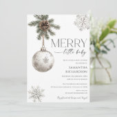 Invitation Gender neutral simple rustic winter baby shower (Debout devant)
