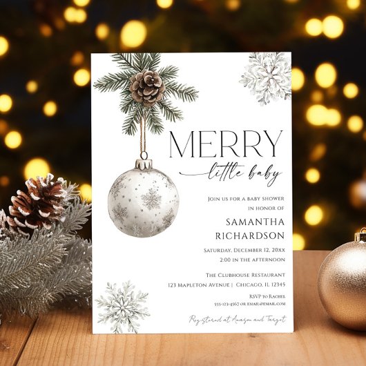 Invitation Gender neutral simple rustic winter baby shower