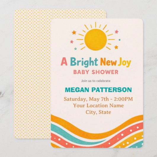 Invitation Gender Neutral Sunshine Baby Shower (Devant / Derrière)
