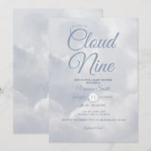 Invitation Gender Neutral We Are On Cloud Nine Baby Shower (Devant / Derrière)