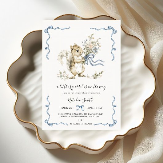 Invitation Gender Neutral Woodland Squirrel Baby Shower