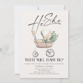Invitation Gender Reveal Boho Baby Stroller Baby Shower (Devant)