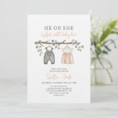 Invitation Gender Reveal He or She Clothesline (Debout devant)