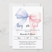 Invitation Gender reveal pink blue bow boy girl (Devant)