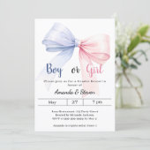 Invitation Gender reveal pink blue bow boy girl (Debout devant)