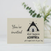 Invitation générale avec citation drôle de camping (Debout devant)