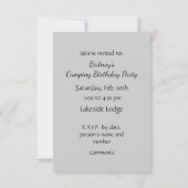 Invitation générale avec citation drôle de camping (Dos)
