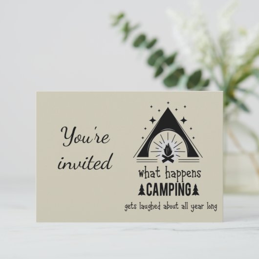 Invitation générale citation drôle de camping pers (Debout devant)