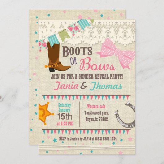 Invitation Genèse Boots ou Bows (Devant / Derrière)