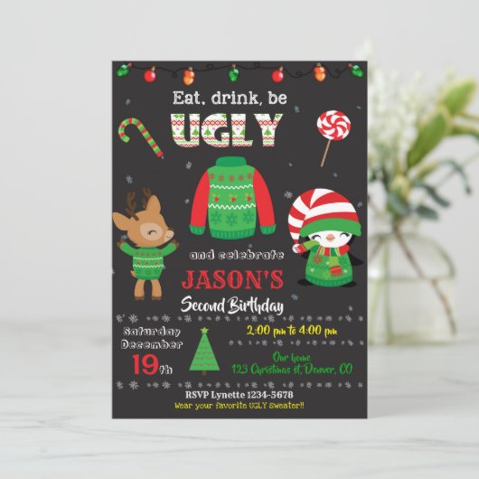 Invitation Génial cadeau de fête de pull Noël (Debout devant)