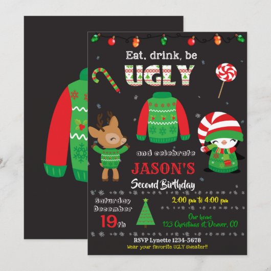 Invitation Génial cadeau de fête de pull Noël (Devant / Derrière)