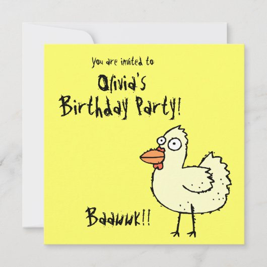 Invitation géniale Bawk de fête d'anniversaire de (Devant)
