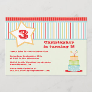 Invitation géniale colorée de fête d'anniversaire