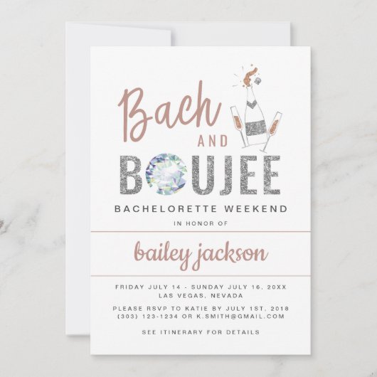 Invitation GENNA Bach et Boujee Bachelorette Itinéraire (Devant)
