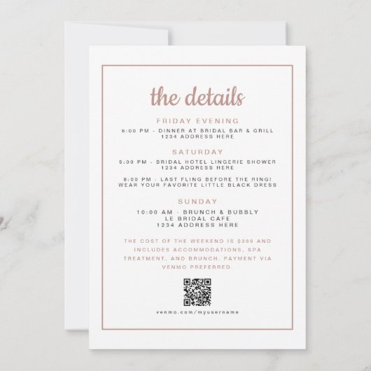 Invitation GENNA | Itinéraire de la mariée et du boujee (Dos)
