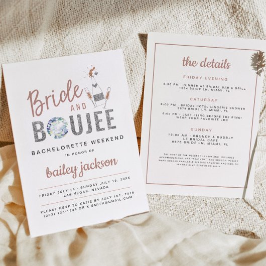 Invitation GENNA Rose Gold Bride et Boujee Champagne