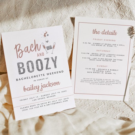 Invitation GENNA Rose Parties scintillant or Bach et Bozy