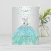 Invitation Genre de Parties scintillant Turquoise Silver Quin (Debout devant)