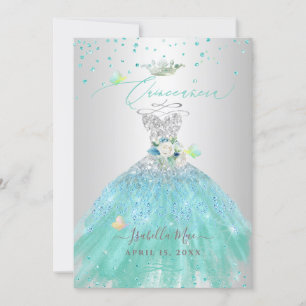Invitation Genre de Parties scintillant Turquoise Silver Quin