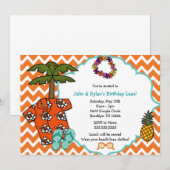 Invitation Genre hawaïen de neutre d'invitation de fête (Devant / Derrière)