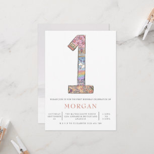 Invitation Genre Neutre 1er anniversaire Boho Hearts Party